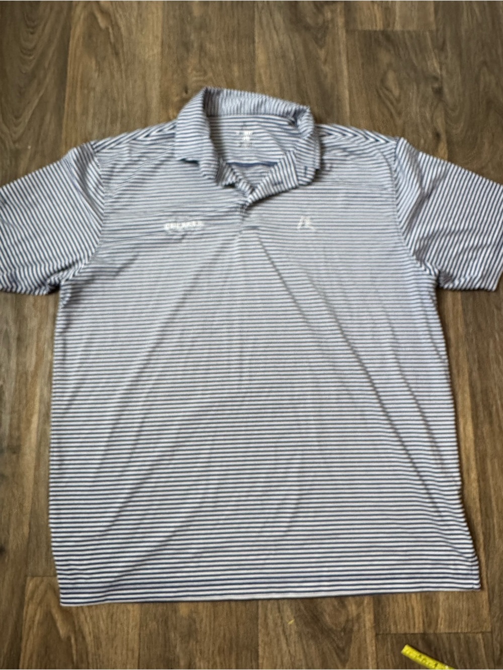 Rhoback Blue White Striped Polo Shirt Men's XL Short Sleeve Logo Embroidered